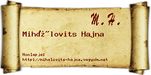 Mihálovits Hajna névjegykártya